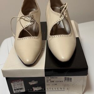 Valerie Stevens Bone Lace-Up Mary Jane Pumps